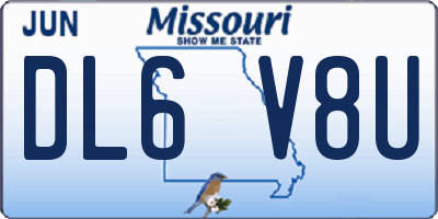 MO license plate DL6V8U