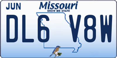 MO license plate DL6V8W