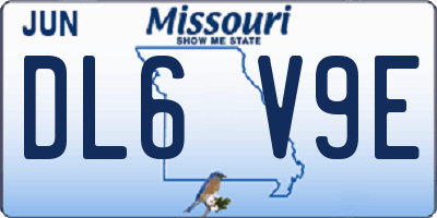 MO license plate DL6V9E