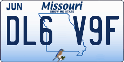 MO license plate DL6V9F