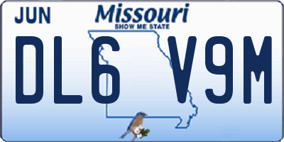 MO license plate DL6V9M