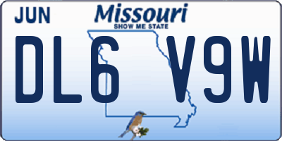 MO license plate DL6V9W