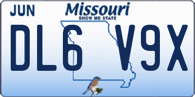 MO license plate DL6V9X