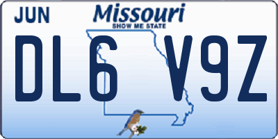 MO license plate DL6V9Z
