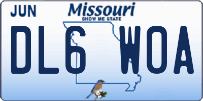 MO license plate DL6W0A