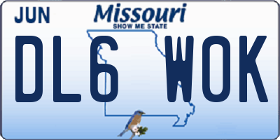 MO license plate DL6W0K
