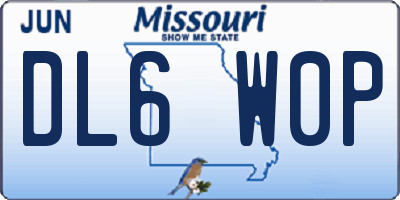 MO license plate DL6W0P
