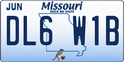 MO license plate DL6W1B