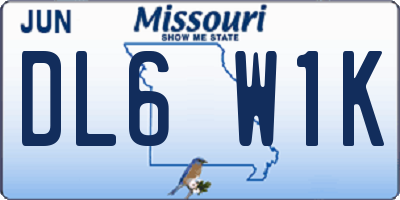 MO license plate DL6W1K
