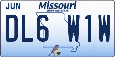 MO license plate DL6W1W