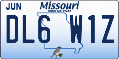 MO license plate DL6W1Z