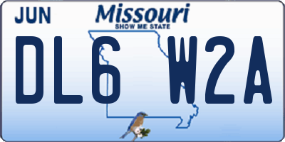 MO license plate DL6W2A