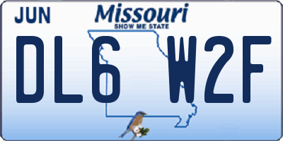 MO license plate DL6W2F