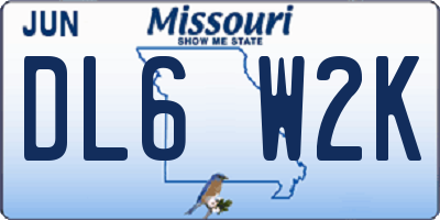 MO license plate DL6W2K