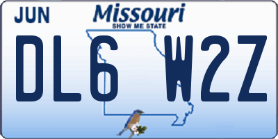 MO license plate DL6W2Z