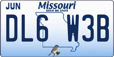 MO license plate DL6W3B