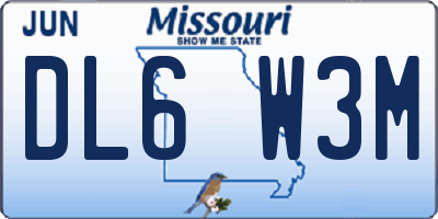 MO license plate DL6W3M
