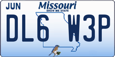 MO license plate DL6W3P