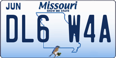 MO license plate DL6W4A