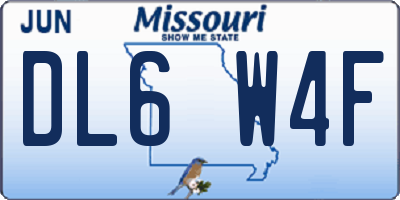 MO license plate DL6W4F