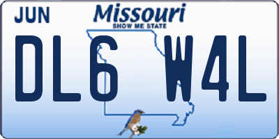 MO license plate DL6W4L