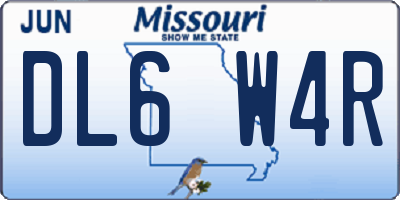 MO license plate DL6W4R