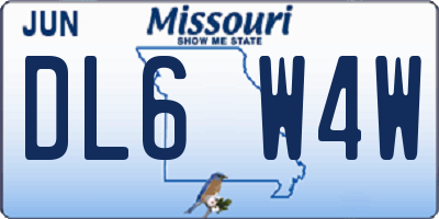 MO license plate DL6W4W