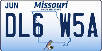MO license plate DL6W5A