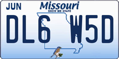 MO license plate DL6W5D