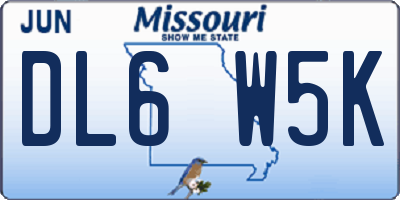 MO license plate DL6W5K