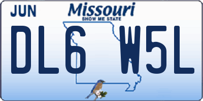 MO license plate DL6W5L