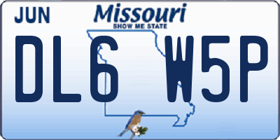 MO license plate DL6W5P