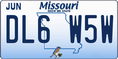 MO license plate DL6W5W