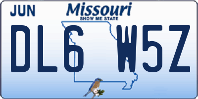MO license plate DL6W5Z