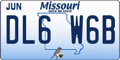 MO license plate DL6W6B