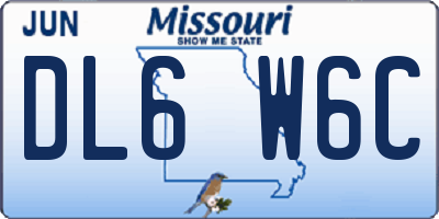 MO license plate DL6W6C