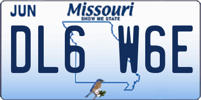 MO license plate DL6W6E