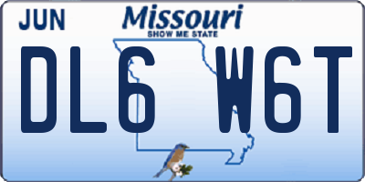 MO license plate DL6W6T