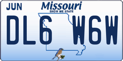 MO license plate DL6W6W