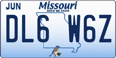 MO license plate DL6W6Z