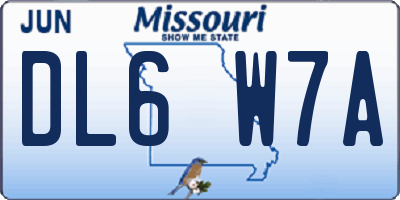 MO license plate DL6W7A