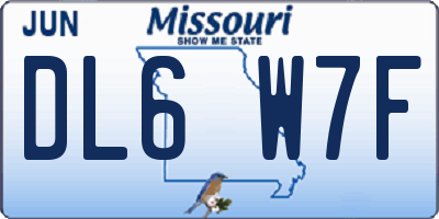 MO license plate DL6W7F