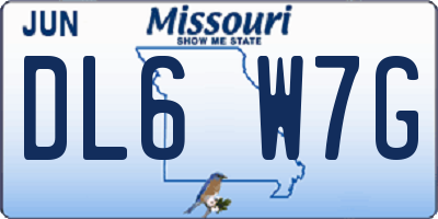 MO license plate DL6W7G