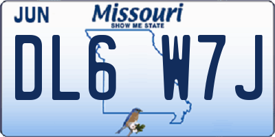 MO license plate DL6W7J