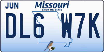 MO license plate DL6W7K