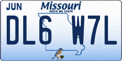 MO license plate DL6W7L