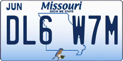 MO license plate DL6W7M