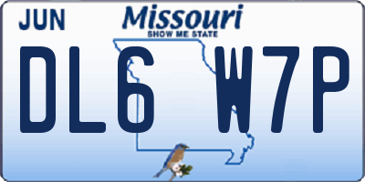 MO license plate DL6W7P