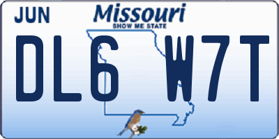 MO license plate DL6W7T
