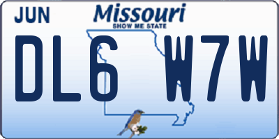 MO license plate DL6W7W